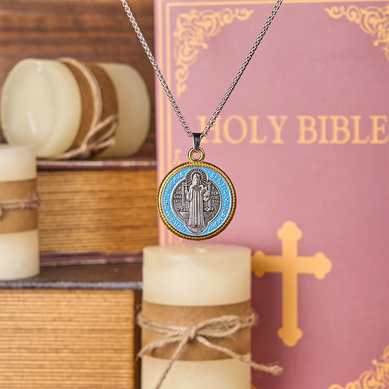 2 Color Retro Style St. Benedict Symbol Exorcism Faith Pendant