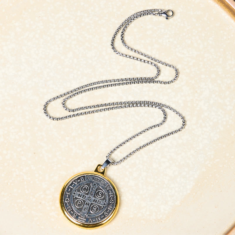 2 Color Retro Style St. Benedict Symbol Exorcism Faith Pendant