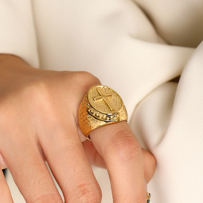 Classic Style Unique Cross Devine Faith Ring