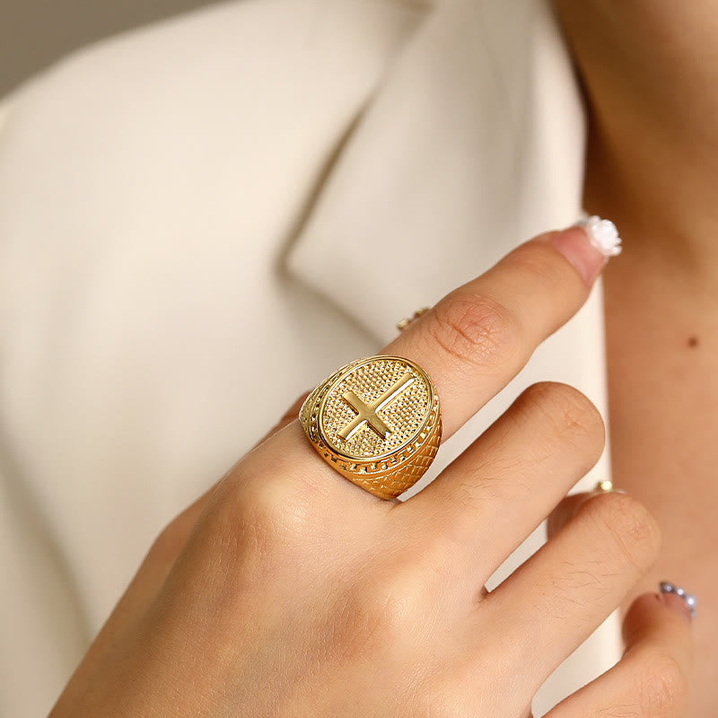 Classic Style Unique Cross Devine Faith Ring