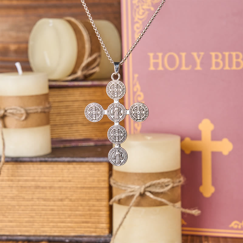 Classic Retro Style St. Benedict Cross Divine Protection Pendant