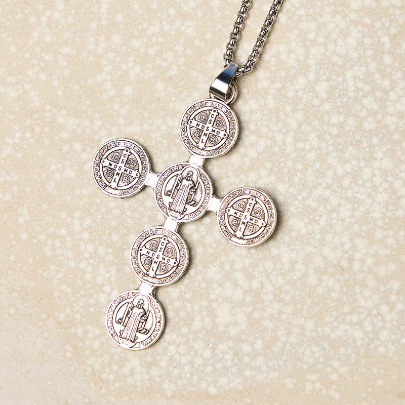 Classic Retro Style St. Benedict Cross Divine Protection Pendant