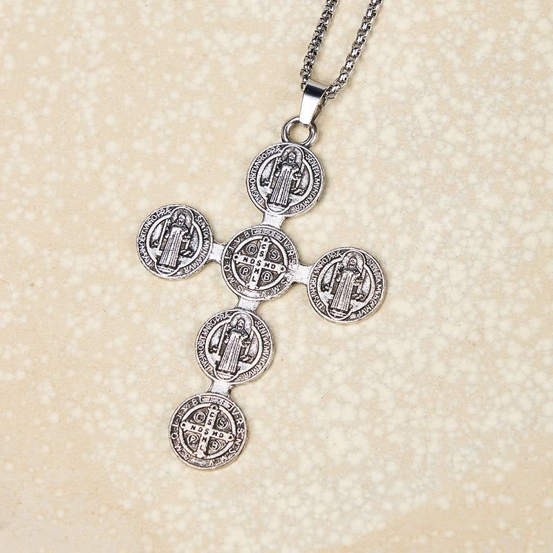 Classic Retro Style St. Benedict Cross Divine Protection Pendant