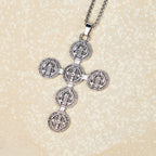 Classic Retro Style St. Benedict Cross Divine Protection Pendant