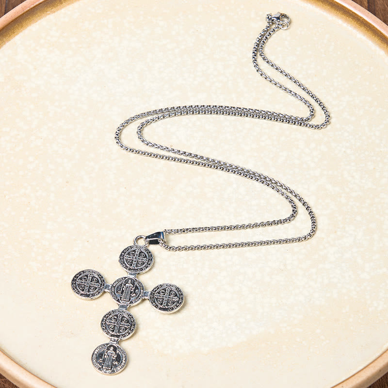 Classic Retro Style St. Benedict Cross Divine Protection Pendant