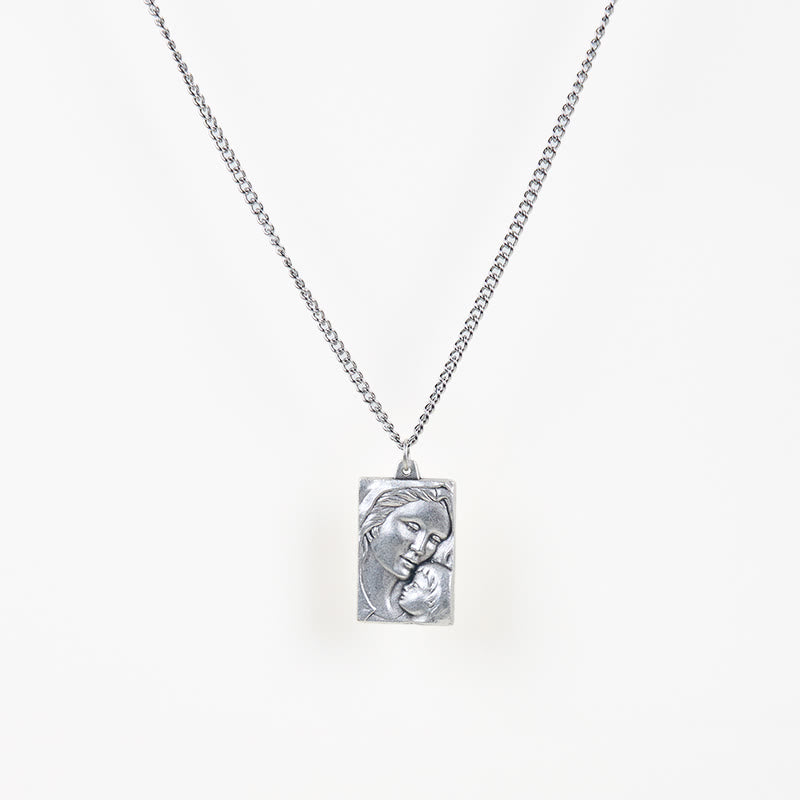Classic Style Madonna And Child Crafted Embossed Amulet Pendant