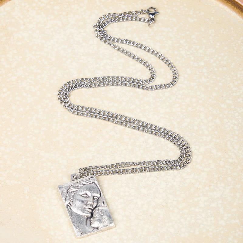 Classic Style Madonna And Child Crafted Embossed Amulet Pendant