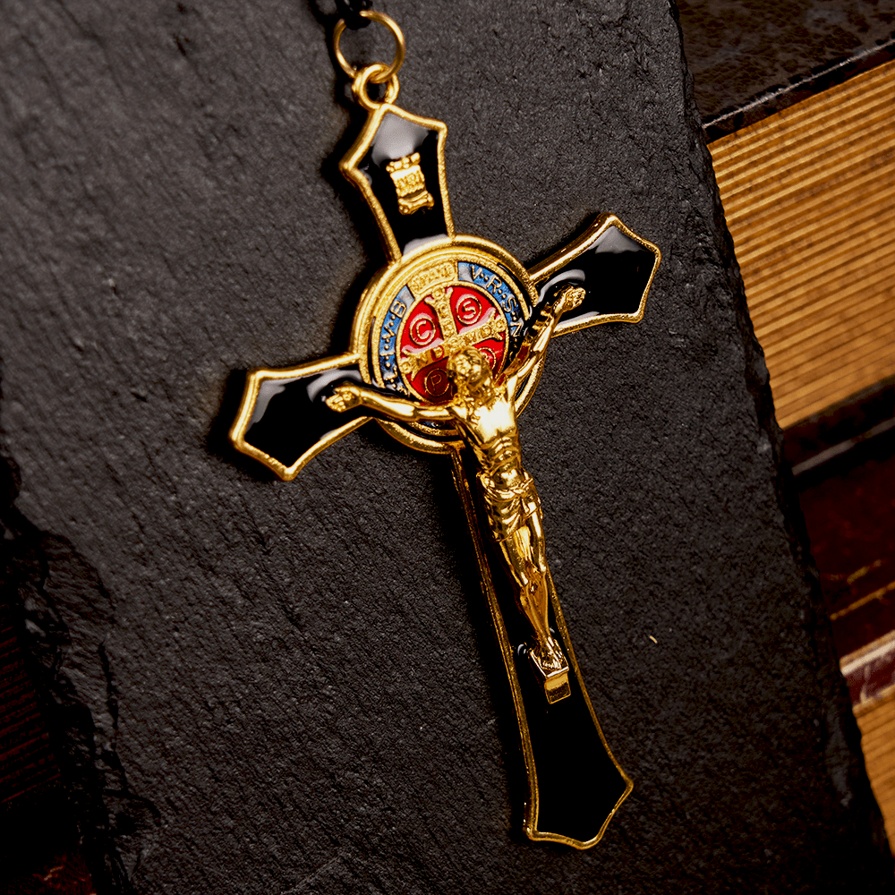 Classic Style Red/Blue Crafted Crucifix Big Size Pendant Necklace