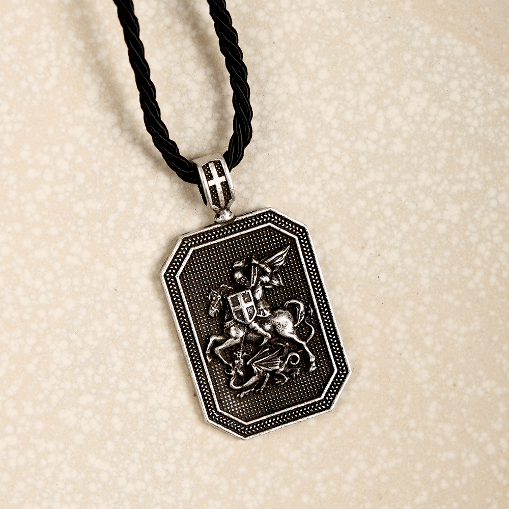 Classic Style Saint George and the Dragon Pendant Protection Prayer
