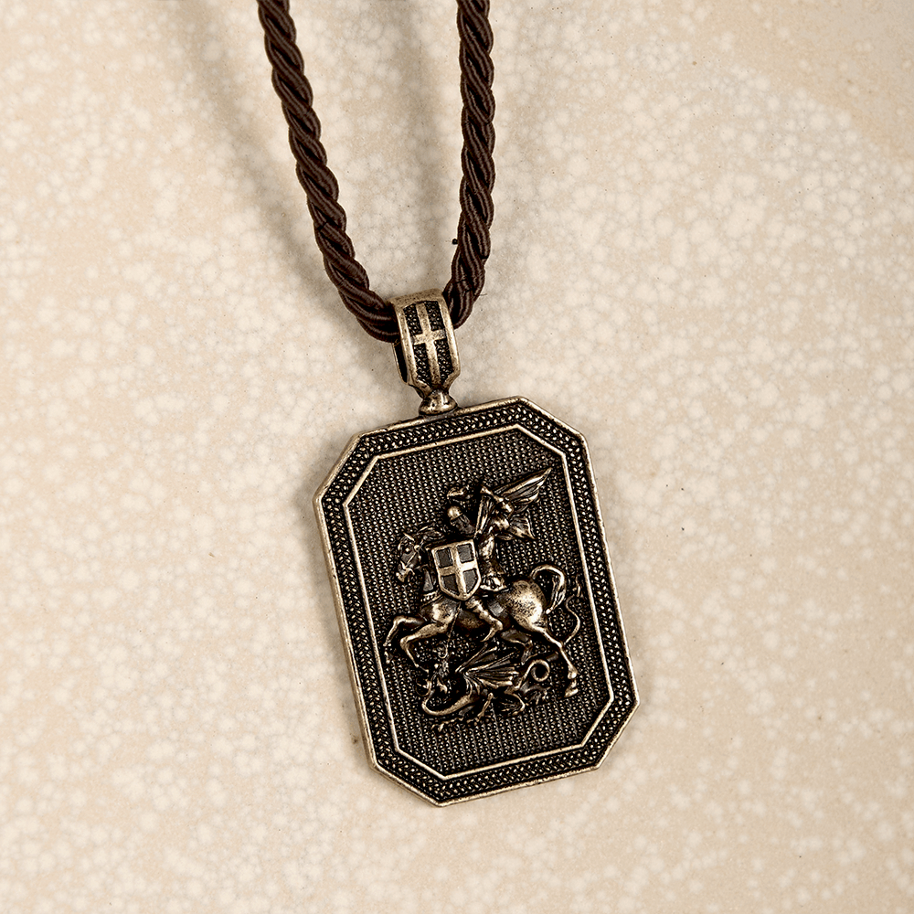Classic Style Saint George and the Dragon Pendant Protection Prayer