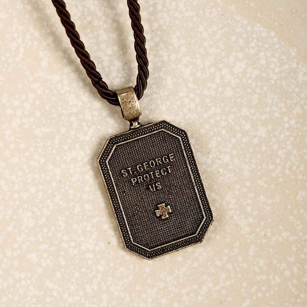 Classic Style Saint George and the Dragon Pendant Protection Prayer