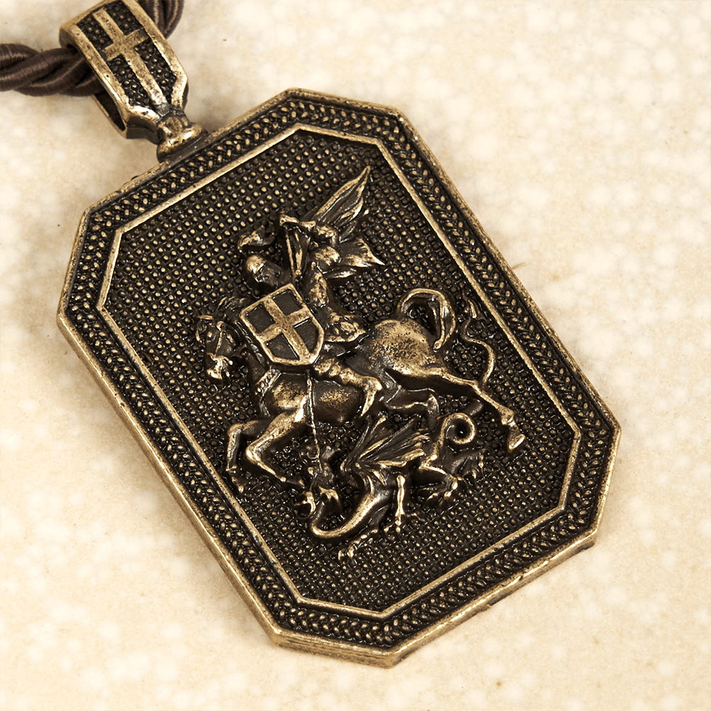 Classic Style Saint George and the Dragon Pendant Protection Prayer