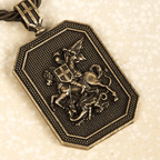 Classic Style Saint George and the Dragon Pendant Protection Prayer