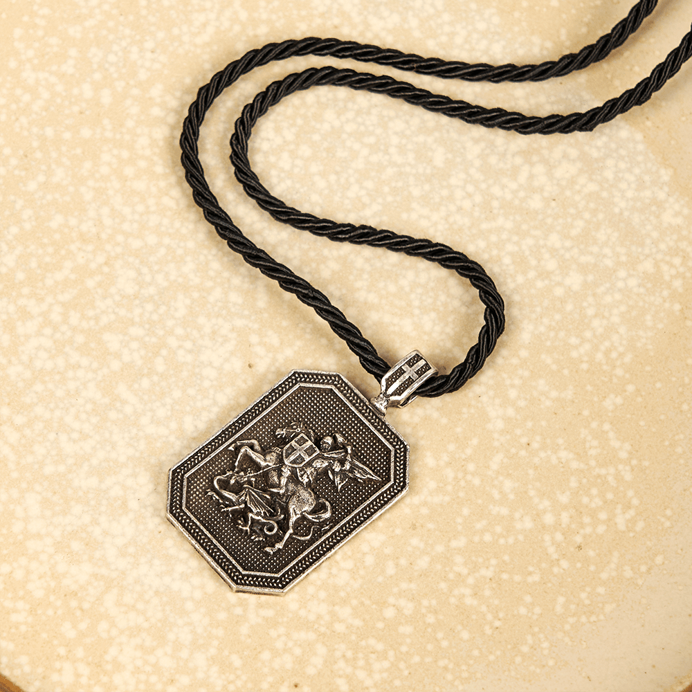 Classic Style Saint George and the Dragon Pendant Protection Prayer