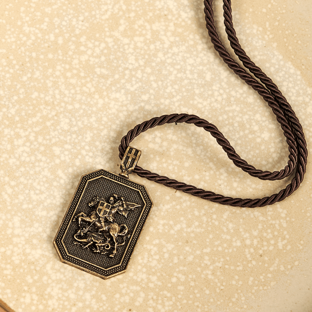 Classic Style Saint George and the Dragon Pendant Protection Prayer
