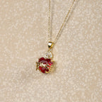 Modern Style Crafted Red Gemstones Sacred Heart of Jesus Pendant