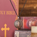 Classic Style Crafted St. Benedict Symbol Pendant Necklace