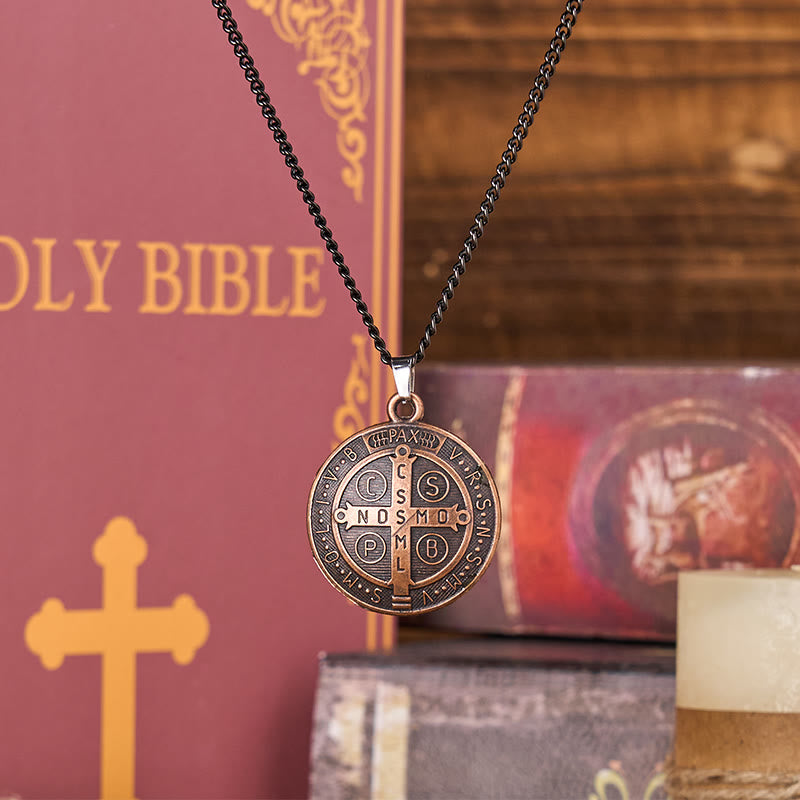 Classic Style Crafted St. Benedict Symbol Pendant Necklace
