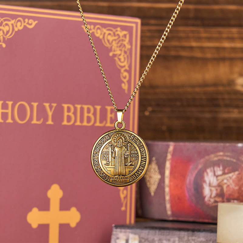Classic Style Crafted St. Benedict Symbol Pendant Necklace