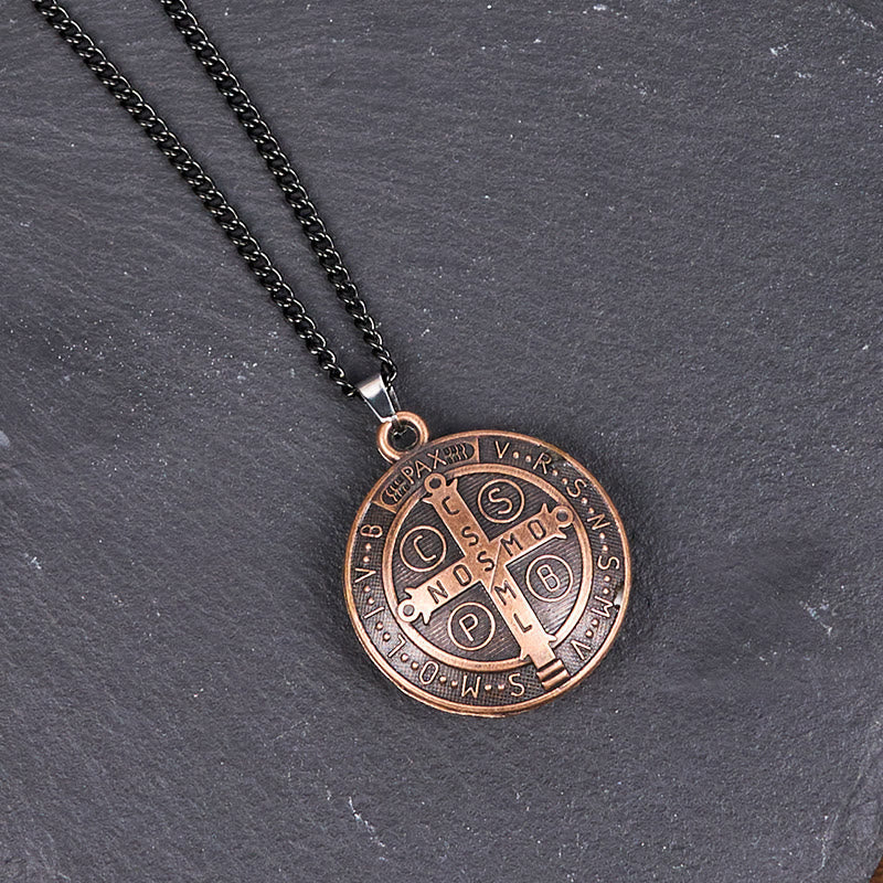 Classic Style Crafted St. Benedict Symbol Pendant Necklace