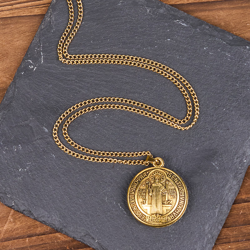Classic Style Crafted St. Benedict Symbol Pendant Necklace