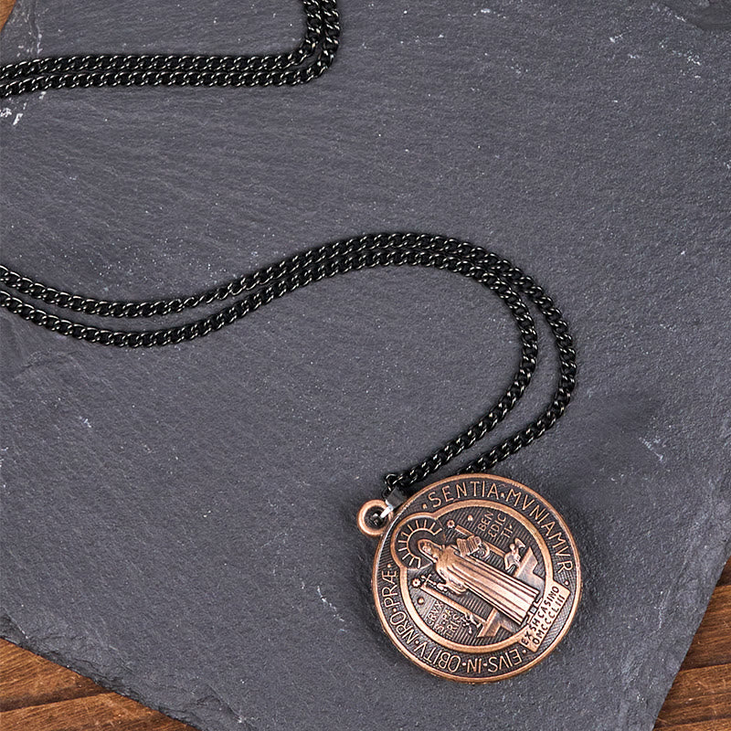 Classic Style Crafted St. Benedict Symbol Pendant Necklace