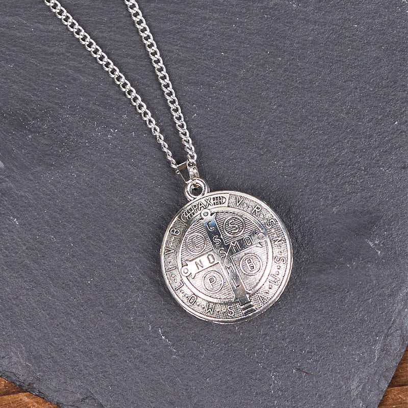 Classic Style Crafted St. Benedict Symbol Pendant Necklace