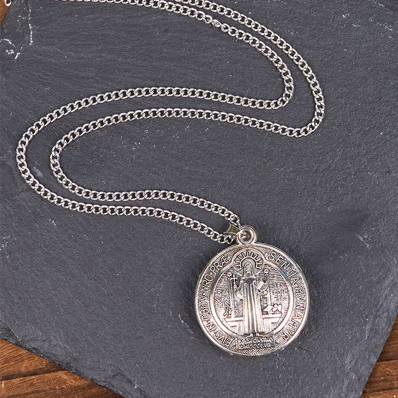 Classic Style Crafted St. Benedict Symbol Pendant Necklace