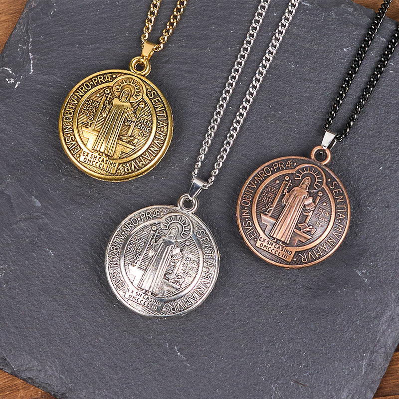 Classic Style Crafted St. Benedict Symbol Pendant Necklace