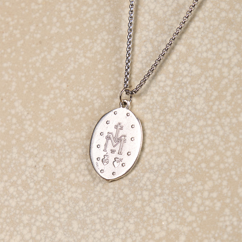 Classic Style Crafted Holy Miraculous Medal Enamel Relief Pendant