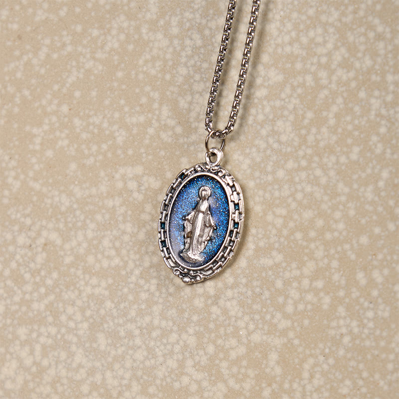 Classic Style Crafted Holy Miraculous Medal Enamel Relief Pendant
