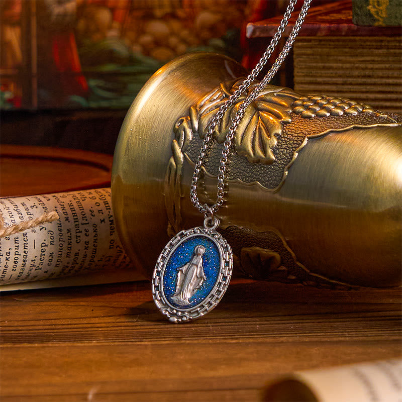 Classic Style Crafted Holy Miraculous Medal Enamel Relief Pendant