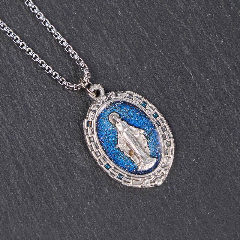 Classic Style Crafted Holy Miraculous Medal Enamel Relief Pendant