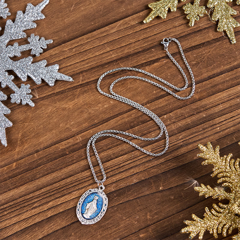 Classic Style Crafted Holy Miraculous Medal Enamel Relief Pendant