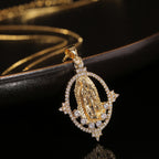 Luxury Style Our Lady of Guadalupe Gemstones Pendant Necklace
