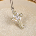 6 Color Virgin Mary Our Lady of Guadalupe Faith Cross Pendant Necklace