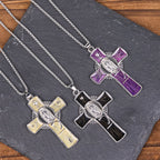 6 Color Virgin Mary Our Lady of Guadalupe Faith Cross Pendant Necklace