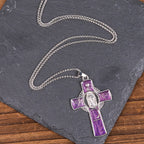 6 Color Virgin Mary Our Lady of Guadalupe Faith Cross Pendant Necklace