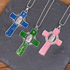 6 Color Virgin Mary Our Lady of Guadalupe Faith Cross Pendant Necklace