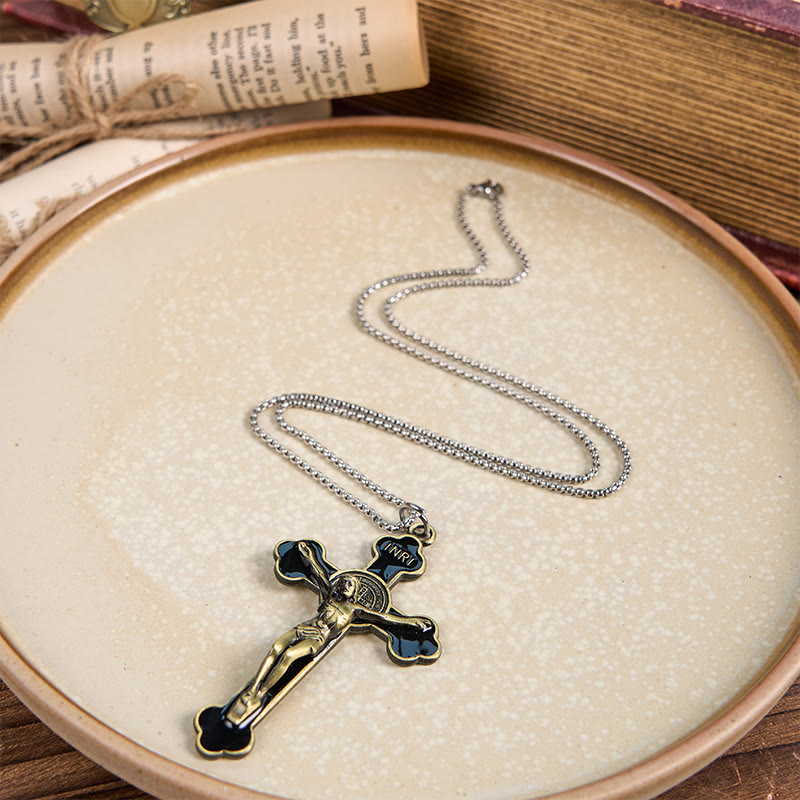 Multicolor Retro Style Classical Crucifix Faith Protection Pendant