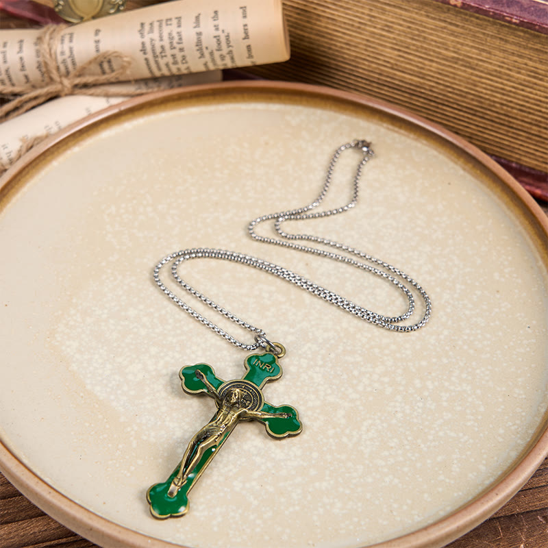 Multicolor Retro Style Classical Crucifix Faith Protection Pendant