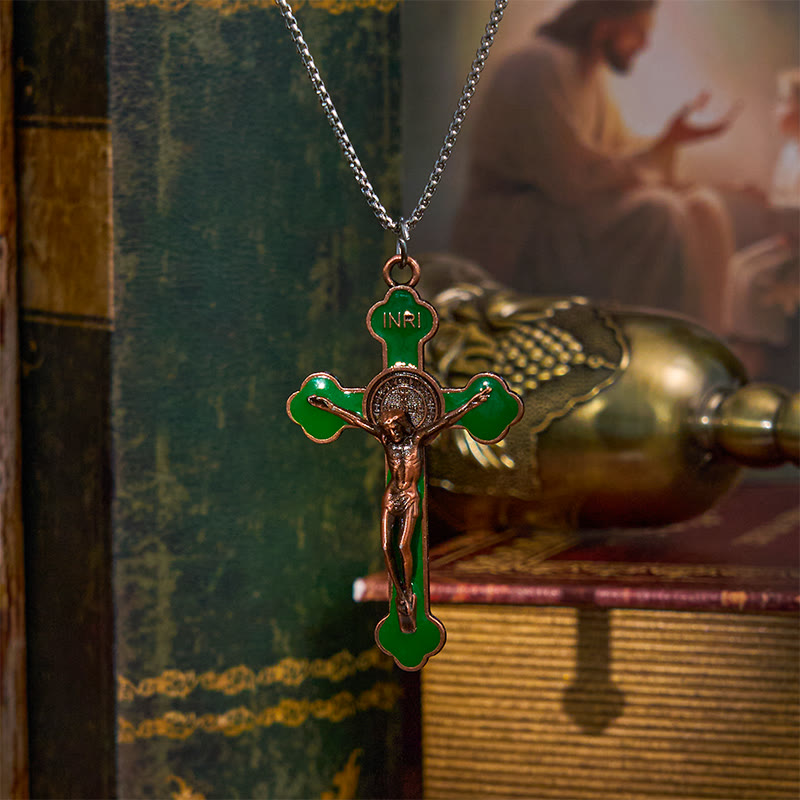 Multicolor Retro Style Classical Crucifix Faith Protection Pendant