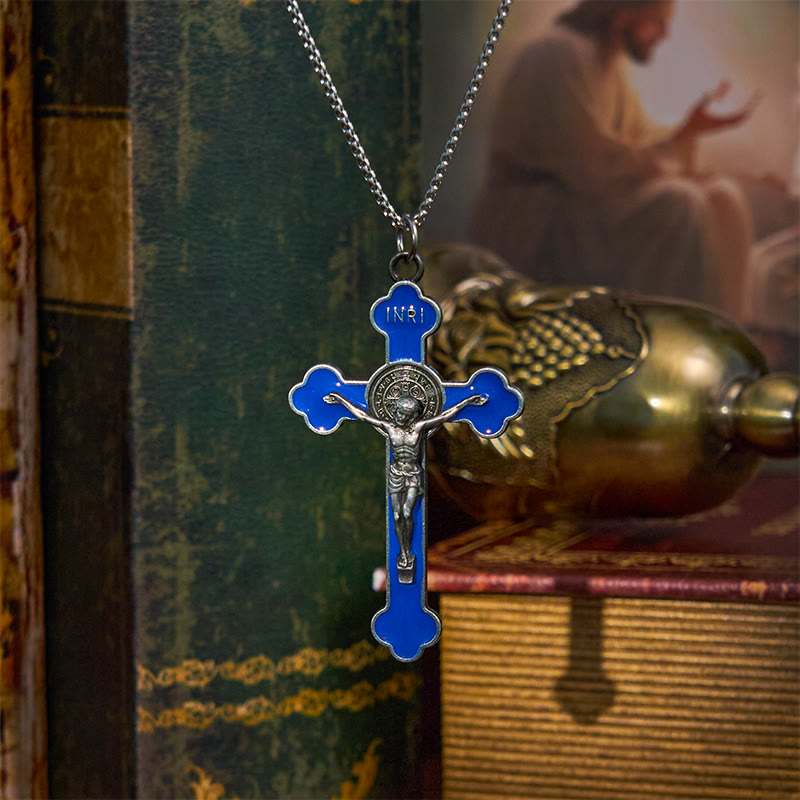 Multicolor Retro Style Classical Crucifix Faith Protection Pendant