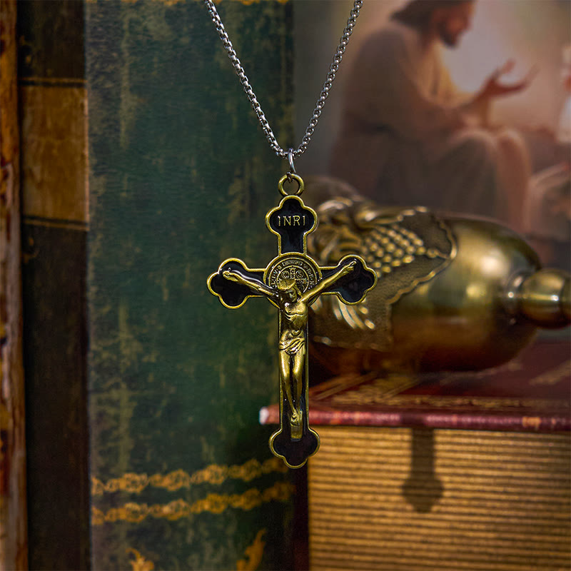 Multicolor Retro Style Classical Crucifix Faith Protection Pendant