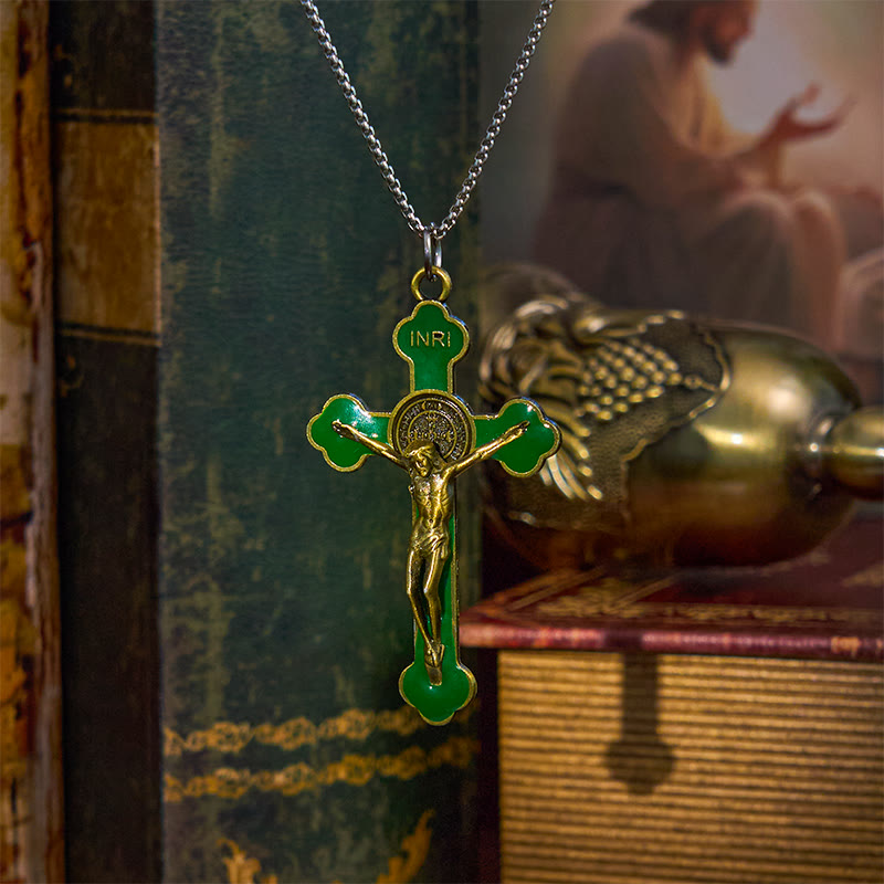 Multicolor Retro Style Classical Crucifix Faith Protection Pendant