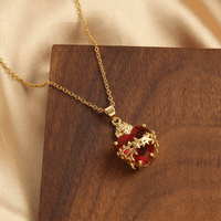 Modern Style Crafted Red Gemstones Sacred Heart of Jesus Pendant