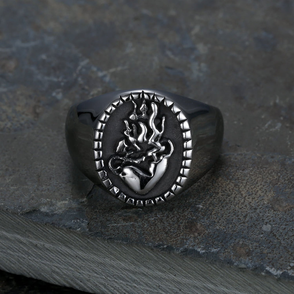 Classic Retro Style Jesus Sacred Heart Engraved Stainless Steel Faith
