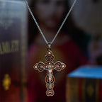 6 Color 3 Gemstones-Set of Trinity Crucifix with Pearl Behind Pendant