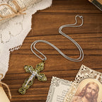 6 Color 3 Gemstones-Set of Trinity Crucifix with Pearl Behind Pendant
