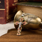 6 Color 3 Gemstones-Set of Trinity Crucifix with Pearl Behind Pendant